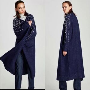Zara Pearl Embellished Cardigan